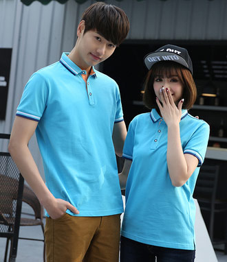 淺藍色短袖POLO衫工衣定做款式