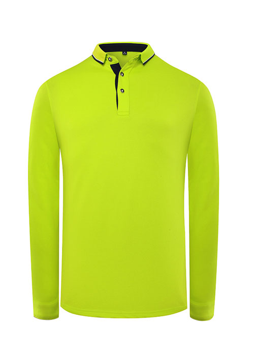 熒光綠色長(zhǎng)袖POLO衫定制