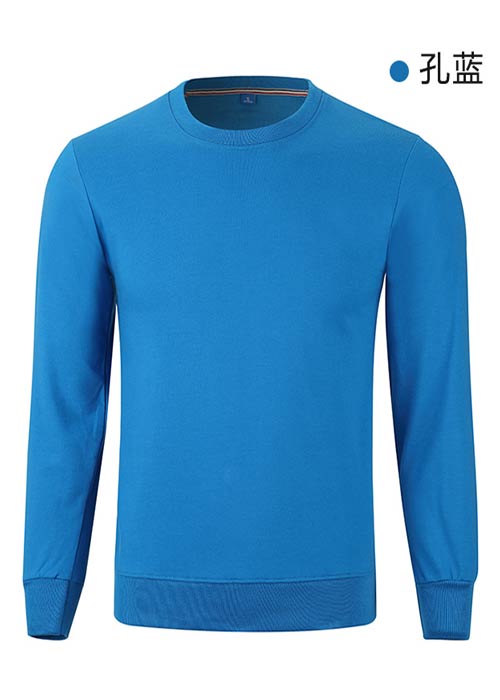 孔藍色長袖圓領衛衣定做