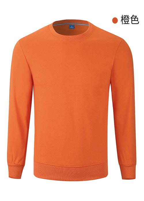 橙色薄長袖線圈圓領衛衣批發